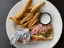 Chicken Gyro with French Fries at Fat Chad's Brewing.