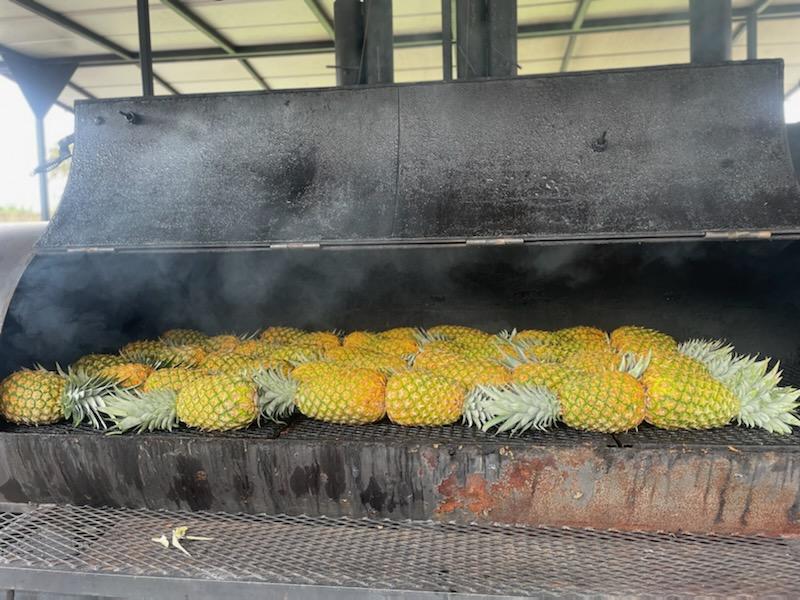 Pineapples on a grill.